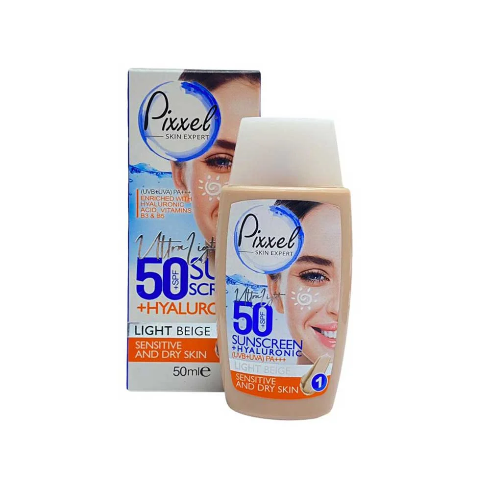 ضدآفتاب بژ طبیعی پیکسل پوست خشک و حساس spf50 حجم 50 میلی لیتر