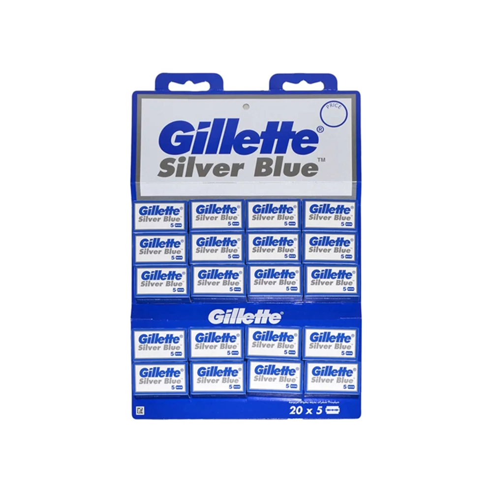 تیغ یدک سنتی ژیلت مدل silver blue ورق 20 عددی